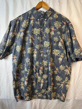 Reyn Spooner XXL Button Down Hawaiian Hula Girl Palm Tree Graphic